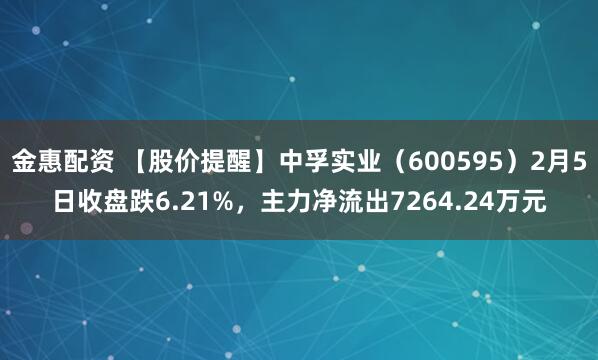 金惠配资 【股价提醒】中孚实业（600595）2月5日收盘跌6.21%，主力净流出7264.24万元